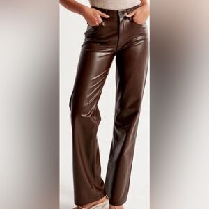 Abercrombie & Fitch Brown Leather Straight Leg Pants